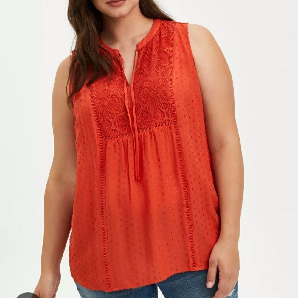 Torrid Orange Clip Dot Tank Sz 4X